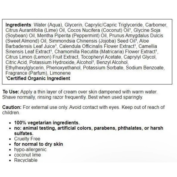 Alba Botanica Very Emollient Cream Shave in Coconut Lime 8 oz. - Picture 2 of 2